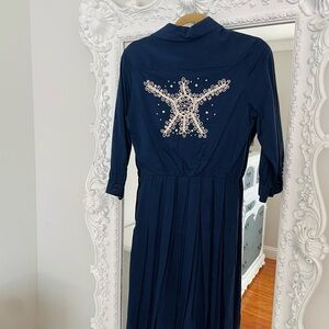 VINTAGE 1930's 1940'S Pinup Western Embroidered Star Rhinestone Dress